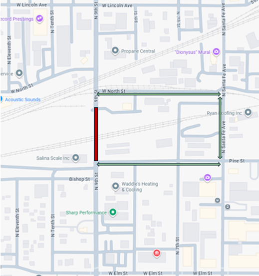 ROAD CLOSURES ON NORTH NINTH STREET AND WEST NORTH STREET FOR KANSAS AND OKLAHOMA RAILROAD REPAIRS - News Image